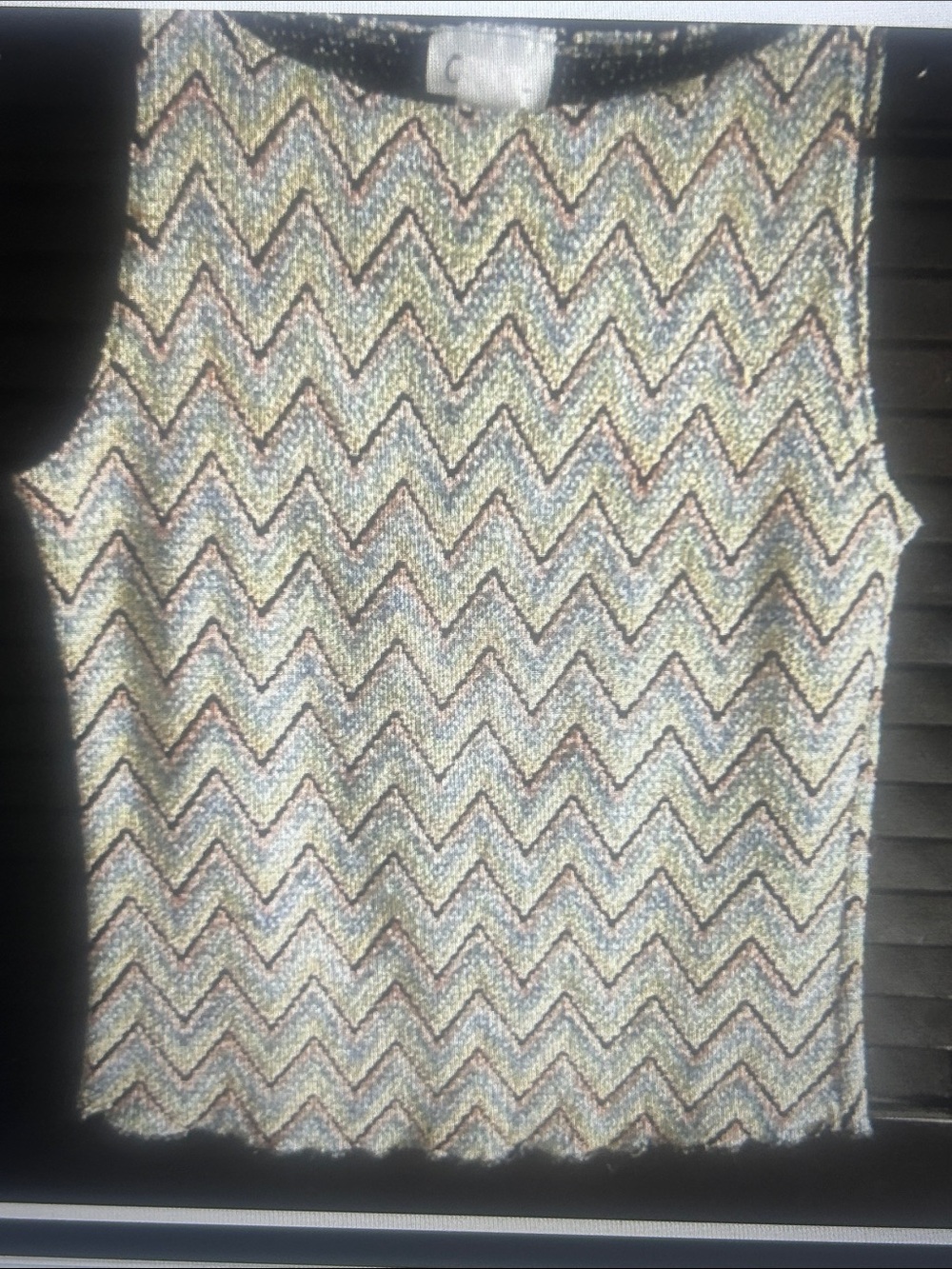 Orage Multicolor Chevron Crewneck Knit Tank